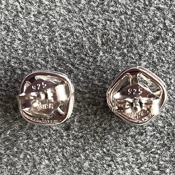 Sapphire and Diamond Earrings Sterling Silver - Picture 7 of 8